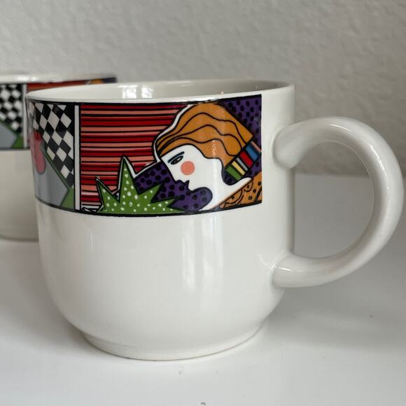 Vitromaster 1991 Metropolitan 4 Coffee Cups, Sugar Bowl & Lid Abstract Art - Picture 6 of 16